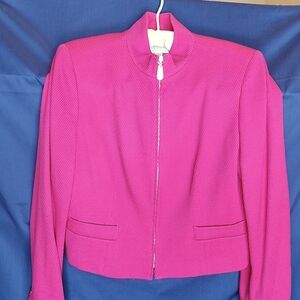 Talbots Vibrant Pink Cropped Blazer with Zipper Closure